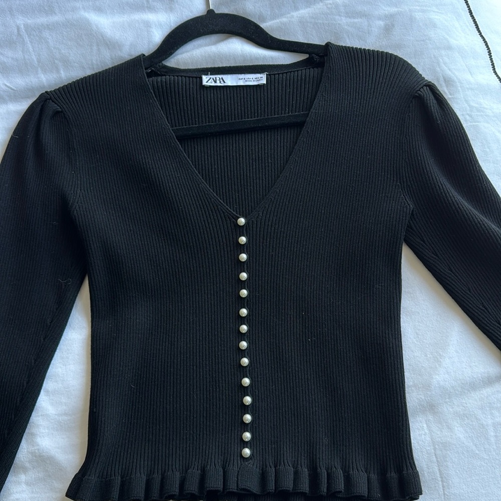 Zara ribbed pearl sweater
